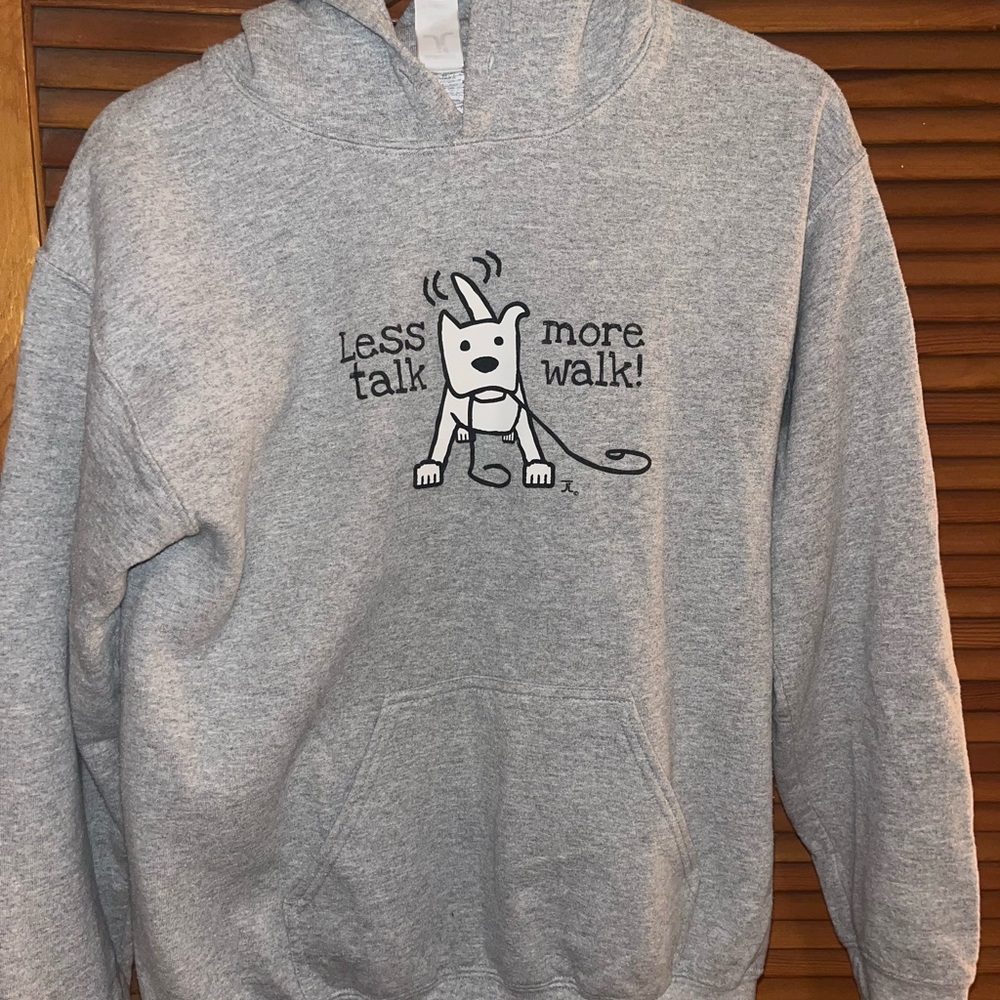 Gray Hoodie with Dog Graphic